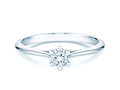 Bague de fiançailles Heaven 6 en 9K or blanc avec diamant 0,25ct H/SI