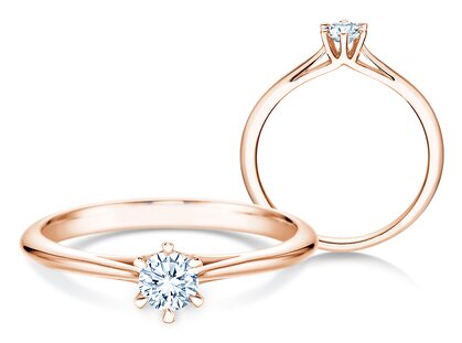 Bague de fiançailles Heaven 6 en 9K or rose avec diamant 0,25ct H/SI