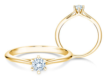 Bague de fiançailles Heaven 6 en 9K or blanc avec diamant 0,25ct H/SI