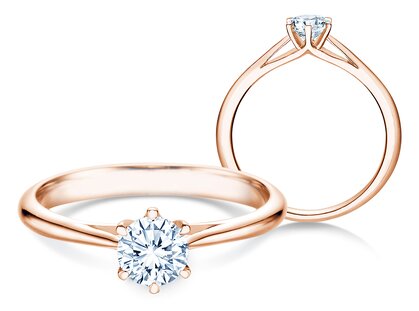 Bague de fiançailles Heaven 6 dans 18K or rose avec diamant 0,40ct G/SI