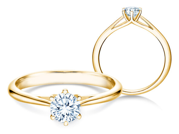 Bague de fiançailles Heaven 6 dans 14K or jaune avec diamant 0,40ct H/SI