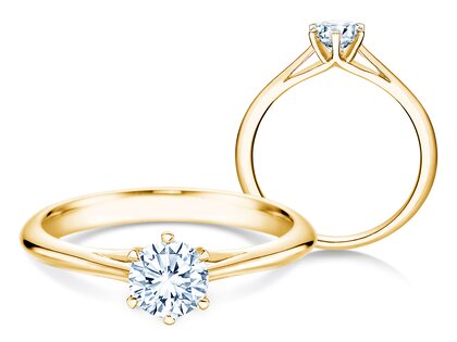 Bague de fiançailles Heaven 6 en 9K or jaune avec diamant 0,50ct H/SI