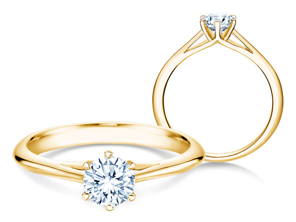 Bague de fiançailles Heaven 6 en 9K or jaune avec diamant 0,50ct H/SI