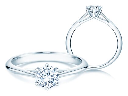 Bague de fiançailles Heaven 6 en 9K or blanc avec diamant 0,60ct H/SI