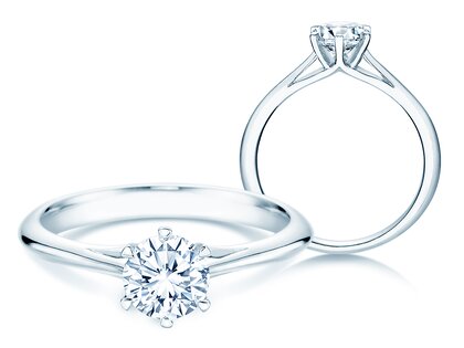 Bague de fiançailles Heaven 6 en 9K or blanc avec diamant 0,75ct G/SI