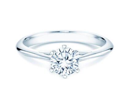 Bague de fiançailles Heaven 6 en 9K or blanc avec diamant 0,75ct G/SI