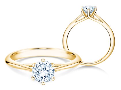 Bague de fiançailles Heaven 6 en 9K or jaune avec diamant 0,75ct G/SI