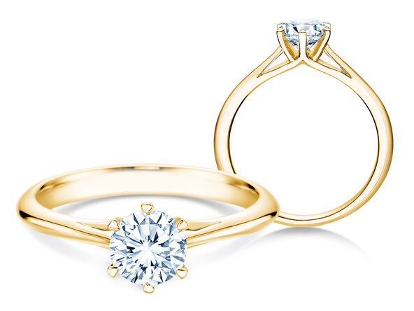 Bague de fiançailles Heaven 6 en 9K or jaune avec diamant 0,75ct G/SI