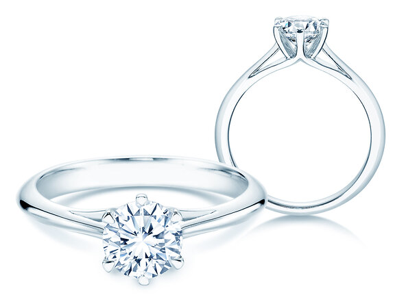 Bague de fiançailles Heaven 6 en 14K or blanc avec diamant 1,25ct H/SI