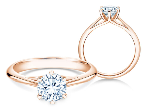 Bague de fiançailles Heaven 6 dans 14K or rose avec diamant 1,00ct G/SI