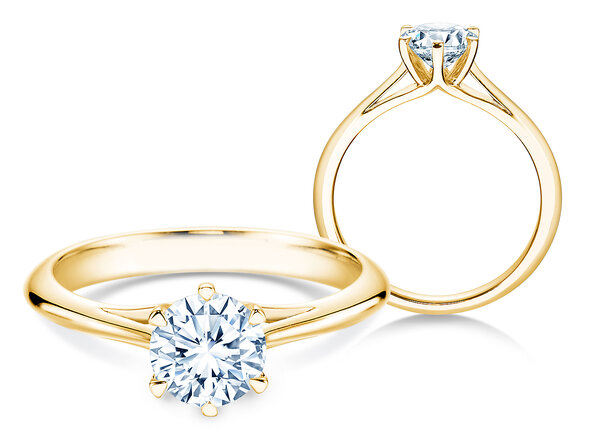 Bague de fiançailles Heaven 6 en 9K or jaune avec diamant 2,50ct G/SI