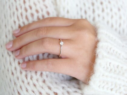 Bague de fiançailles Heaven 6 en 9K or blanc avec diamant 0,20ct G/SI