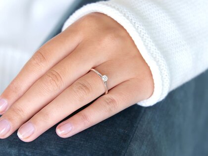 Bague de fiançailles Heaven 6 en 9K or blanc avec diamant 0,20ct G/SI