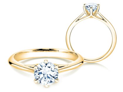 Bague de fiançailles Heaven 6 en 14K or jaune avec diamant de laboratoire 1,00ct E/VS