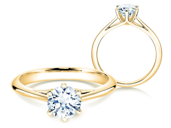 Bague de fiançailles Heaven 6 en 14K or jaune avec diamant de laboratoire 1,00ct E/VS