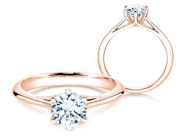 Bague de fiançailles Heaven 6 en 14K or rose avec diamant de laboratoire 1,00ct E/VS