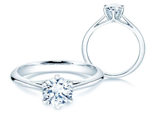 Bague de fiançailles Heaven 6 en 14K or blanc avec diamant de laboratoire 1,00ct E/VS