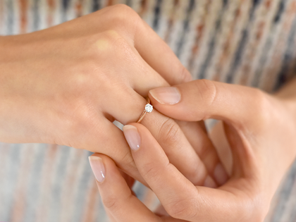 Bague de fiançailles Heaven 6 en 14K or rose avec diamant de laboratoire 0,25ct E/VS