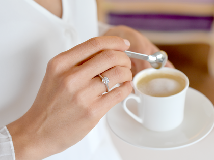 Bague de fiançailles Heaven 6 en 14K or blanc avec diamant de laboratoire 1,00ct E/VS