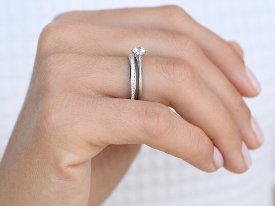 Bague de fiançailles Heaven 6 en 14K or blanc avec diamant de laboratoire 0,75ct D/IF