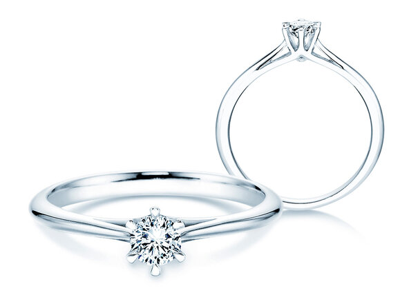 Bague de fiançailles Heaven 6 en 9K or blanc avec diamant de laboratoire 0,25ct