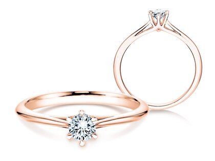 Bague de fiançailles Heaven 6 en 14K or rose avec diamant de laboratoire 0,25ct E/VS