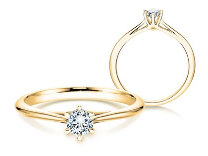 Bague de fiançailles Heaven 6 en 9K or jaune avec diamant de laboratoire 0,25ct E/VS