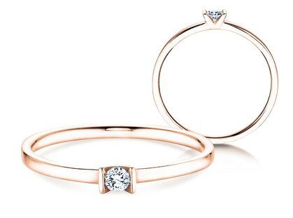Bague de fiançailles Love dans 14K or rose avec diamant 0,07ct G/SI