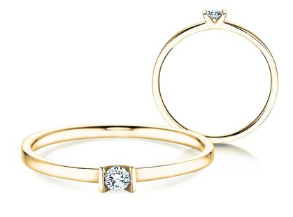 Bague de fiançailles Love dans 14K or jaune avec diamant 0,07ct G/SI