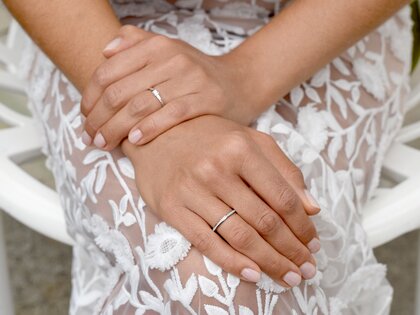 Bague de fiançailles Love dans 14K or blanc avec diamant 0,07ct G/SI