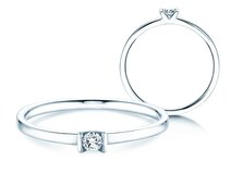 Bague de fiançailles Love dans 14K or blanc avec diamant 0,07ct G/SI