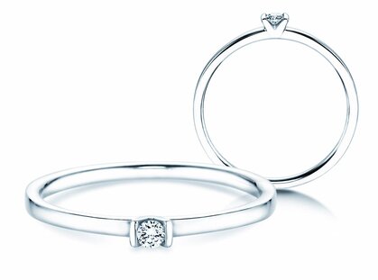 Bague de fiançailles Love dans 14K or blanc avec diamant 0,04ct