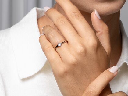 Bague de fiançailles Madison en 14K or rose avec diamant 0,20ct G/IF