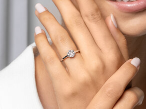 Bague de fiançailles Madison en 9K or blanc avec diamant 1,00ct H/SI
