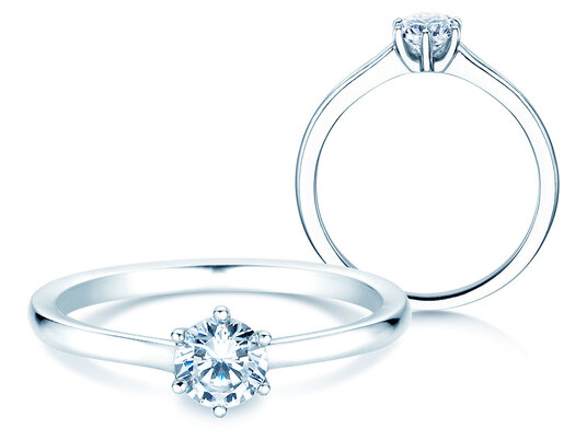 Bague de fiançailles Madison en 9K or blanc avec diamant 0,50ct H/SI