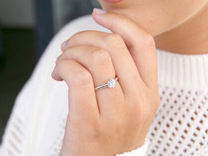 Bague de fiançailles Madison en 9K or blanc avec diamant 1,00ct H/SI