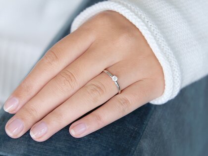 Bague de fiançailles Melody dans 14K or blanc avec diamant 0,15ct G/SI
