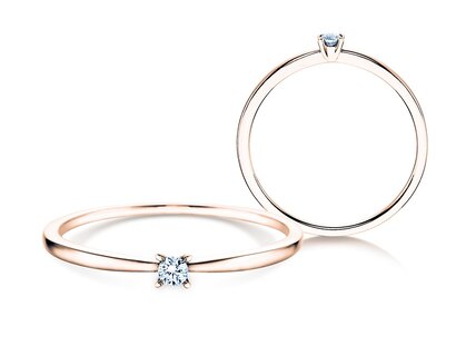 Bague de fiançailles Modern Petite dans 14K or rose avec diamant 0,05ct G/SI