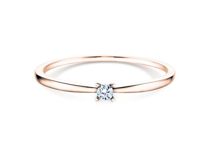 Bague de fiançailles Modern Petite dans 14K or rose avec diamant 0,05ct G/SI