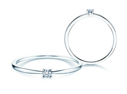Bague de fiançailles Modern Petite dans 14K or blanc avec diamant 0,05ct G/SI
