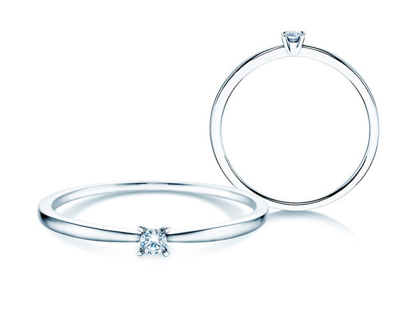 Bague de fiançailles Modern Petite dans 14K or blanc avec diamant 0,05ct G/SI