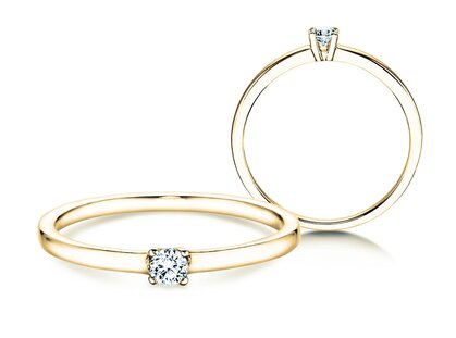 Bague de fiançailles Modern Petite dans 14K or jaune avec diamant 0,11ct