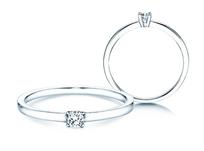 Bague de fiançailles Modern Petite dans 14K or blanc avec diamant 0,08ct