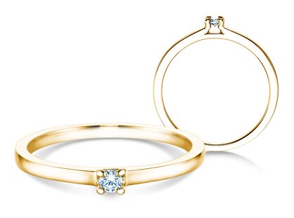 Bague de fiançailles Modern dans 14K or jaune avec diamant 0,05ct H/SI