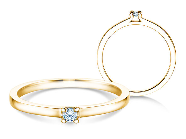 Bague de fiançailles Modern dans 14K or jaune avec diamant 0,05ct H/SI