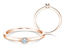 Bague de fiançailles Modern en 9K or rose avec diamant 0,05ct G/SI