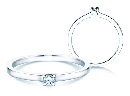 Bague de fiançailles Modern dans 14K or blanc avec diamant 0,05ct H/SI