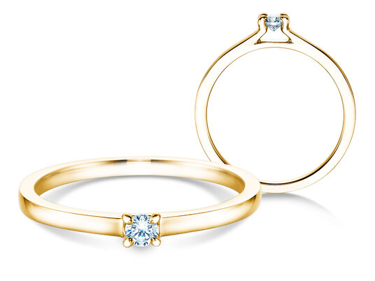 Bague de fiançailles Modern dans 18K or jaune avec diamant 0,07ct G/IF