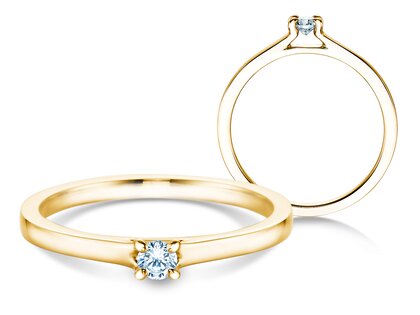 Bague de fiançailles Modern dans 14K or jaune avec diamant 0,10ct H/SI