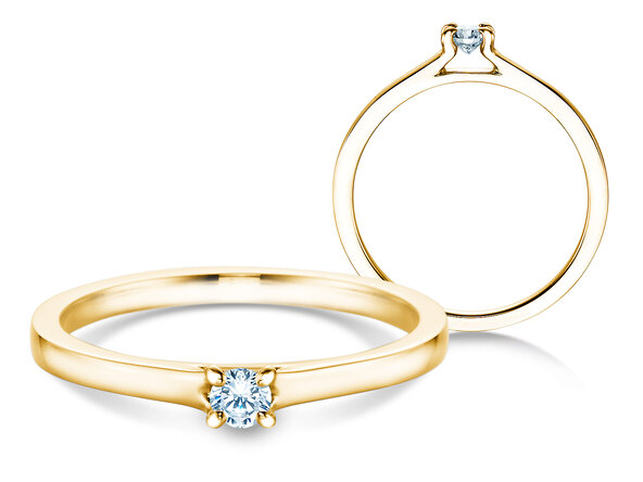Bague de fiançailles Modern dans 14K or jaune avec diamant 0,10ct H/SI